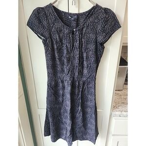 Gap short sleeve midi dress Navy with brown stripe pattern size 4‎